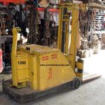 
1260 Yale model MC020C2S071 serial # N342824, 2000lb lifting capacity, 12 volt Electric powered walk behind, 71" lowered height, 130" lifting height, Weight with battery 4,658 lbs, without battery 3,854 lbs, Year 1978, Length 13.6, Width 20.25, Height 26.17