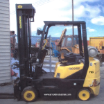 793 Daewoo model GC25E-3 serial # CV-00781, 5000 lb lifting capacity, LP gas powered, Mitsubishi 4G64 engine, 102" lowered height, 237" raised height, Side shift, Cushion tires, Year 1999, 8048 hours
