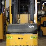 1544 Yale model OS030ECN24TE089 serial # C801N07403E, 3000 lb lifting capacity, 24 volt electric powered, Stand up order picker, Triple mast, 89" lowered height, 195" raised height, Year 2007