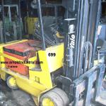 
699 Yale model ERC120HCN48SE090 serial # D552189, 12,000 lb lifting capacity, 48 volt Electric powered, Cushion tires, Year 1993, 90" lowered height, 189" raised height