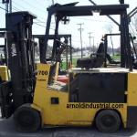 
700 Yale model ERC100HCN48SE090 serial # D880004, 10,000 lb lifting capacity, Year 1993, 48 volt Electric powered, Good 3.85 hour battery, 60" forks, Full freelift mast, 90" lowered height, 185" raised height, Side shift, Cushion tires