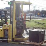 1472 Hyster model R30XMS2 serial # D174N02421B, 3000 lb. lifting capacity, 24 volt electric powered stand up order picker, Triple mast, 95" lowered height, 212" raised height, 2465 hours, Year 2004