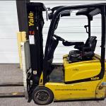 1782 Yale model ERP030VTN48TE082 serial # G807N08286N, 3000 lb. lifting capacity, 48 volt, 3 wheel style cushion tires, Triple mast, 82" lowered height, 187" raised height, Side shift, 3 way hydraulics, Finger tip controls, 3591 hours, Year 2015
