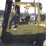 1679 Hyster model J60XN-34 serial # A276B04617L , 6000 lb. lifting capacity, 80 volt electric powered, Pneumatic tires, Year 2013, New battery in March 2022, Triple mast, Side shift, Fork positioner, Hours 2100