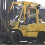 1686 Hyster model H80XM serial # L005V01748B, 8000 lb. lifting capacity, LP, 6 cylinder engine, 169" raised height, Side shift, Pneumatic tires, Year 2004