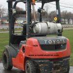 1828 Toyota model 8FGU25 serial # 82818, 5000 lb. lifting capacity, Dual fuel, 83" lowered height, 188" raised height, Side shift, Pneumatic tires, Year 2018, 1923 hours